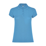 Women’s piqué-knit 100% cotton polo shirt, 200 g/m², Roly turquoise colour