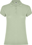 Women’s piqué-knit 100% cotton polo shirt, 200 g/m², Roly mist green colour