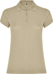 Women’s piqué-knit 100% cotton polo shirt, 200 g/m², Roly sand colour