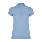 Women’s piqué-knit 100% cotton polo shirt, 200 g/m², Roly light blue colour