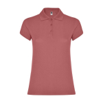 Women’s piqué-knit 100% cotton polo shirt, 200 g/m², Roly desatured red colour