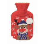 Hot water bottle with Christmas cover, 250ml capacity red colour