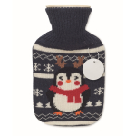 Hot water bottle with Christmas cover, 250ml capacity navy-blue colour