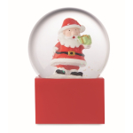 Small glass ornament with Santa Claus inside, with polyresin base red colour third view