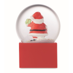 Small glass ornament with Santa Claus inside, with polyresin base red colour fourth view