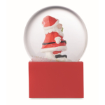 Small glass ornament with Santa Claus inside, with polyresin base red colour fifth view