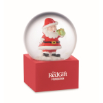 Small glass ornament with Santa Claus inside, with polyresin base red colour third main view