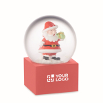 Small glass ornament with Santa Claus inside, with polyresin base red colour view with print area