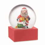 Glass ornament with Santa Claus inside, with polyresin base red colour