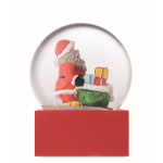 Glass ornament with Santa Claus inside, with polyresin base red colour fifth view