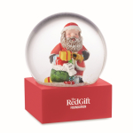 Glass ornament with Santa Claus inside, with polyresin base red colour third main view