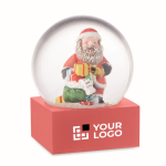 Glass ornament with Santa Claus inside, with polyresin base red colour view with print area