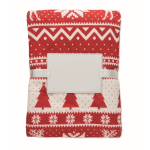 RPET fleece blanket with Christmas design and card, 190 g/m² red colour second view