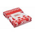 RPET fleece blanket with Christmas design and card, 190 g/m² red colour main view