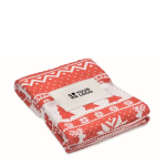 RPET fleece blanket with Christmas design and card, 190 g/m² red colour view with print area