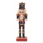 Wooden Christmas ornament in large classic nutcracker shape blue colour fourth view