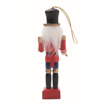 Wooden Christmas ornament in small classic nutcracker shape red colour third view