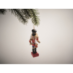 Wooden Christmas ornament in small classic nutcracker shape red colour fifth photographic view