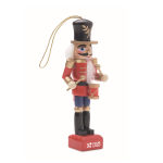 Wooden Christmas ornament in small classic nutcracker shape red colour view with print area