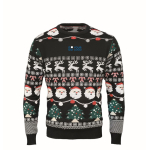 Christmas jumper with 10 LED lights, size S/M black colour view with print area