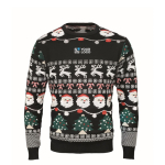 Christmas jumper with 10 LED lights, size L/XL black colour view with print area