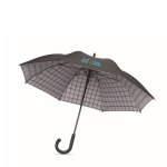 Windproof pongee umbrella with checked interior design, Ø58 black colour view with print area