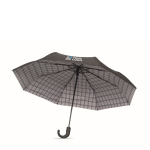 Foldable windproof umbrella with checked pongee design, Ø116 black colour view with print area