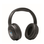 Foldable wireless headphones with hands-free and microphone, 17h black colour view with print area