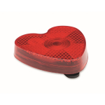 Red heart-shaped reflector with clip for attachment red colour