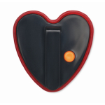 Red heart-shaped reflector with clip for attachment red colour third view