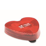 Red heart-shaped reflector with clip for attachment red colour view with print area