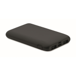 Rectangular power bank made from recycled ABS, 5,000 mAh black colour