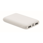 Rectangular power bank made from recycled ABS, 5,000 mAh white colour