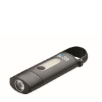 Pocket torch with 3 lighting modes and carabiner black colour view with print area