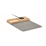 Desk organiser with mouse mat and charger wood colour