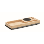 Desk organiser with mouse mat and charger wood colour second view