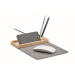 Desk organiser with mouse mat and charger wood colour fourth view