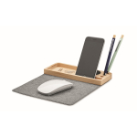 Desk organiser with mouse mat and charger wood colour fifth view