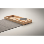 Desk organiser with mouse mat and charger wood colour seventh photographic view