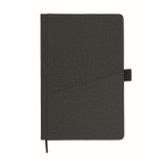 Synthetic leather notebook, hard cover, mobile pocket, A5 lined pages black colour second view