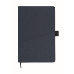 Synthetic leather notebook, hard cover, mobile pocket, A5 lined pages blue colour second view