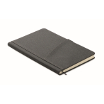 Synthetic leather notebook, hard cover, mobile pocket, A5 lined pages dark grey colour second view