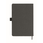 Synthetic leather notebook, hard cover, mobile pocket, A5 lined pages dark grey colour third view