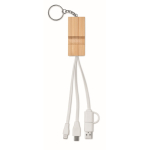 Bamboo keyring with phone stand and chargers wood colour third view