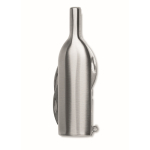 Pocket opener in the shape of a wine bottle with blades matt silver colour second view