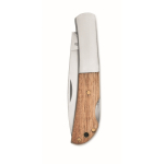 Folding knife with wooden handle and stainless steel blade wood colour second view