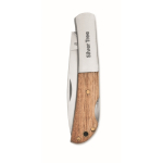 Folding knife with wooden handle and stainless steel blade wood colour second main view