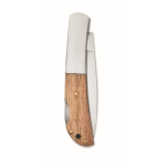 Folding knife with wooden handle and stainless steel blade wood colour third view