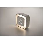 Square ABS alarm clock with adjustable ambient light white colour photographic view