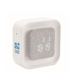 Square ABS alarm clock with adjustable ambient light white colour view with print area